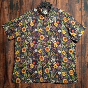 Yiume Hawaiian Men's Short Sleeve Button Up Shirt 3XL Floral Multicolor